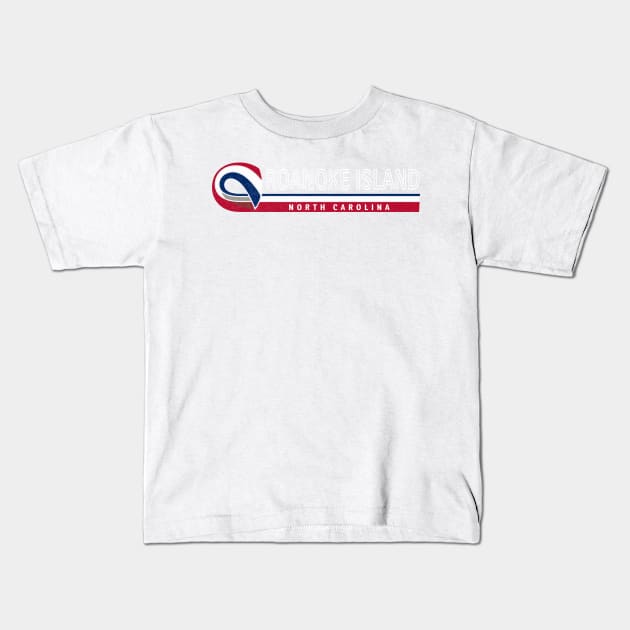 Roanoke Island, NC Summertime Vacationing State Flag Colors Kids T-Shirt by Contentarama
